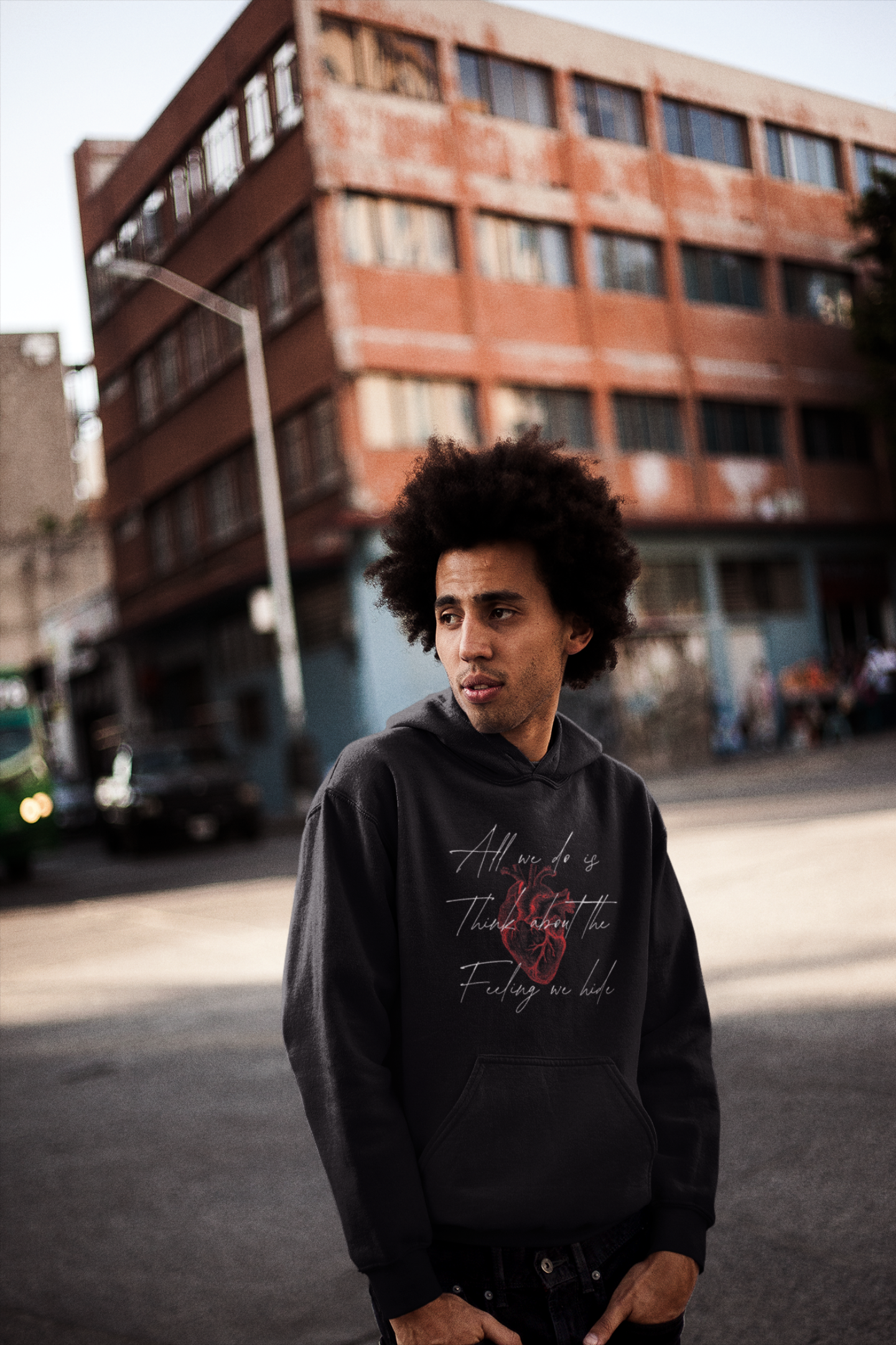 hoodie deep heart black