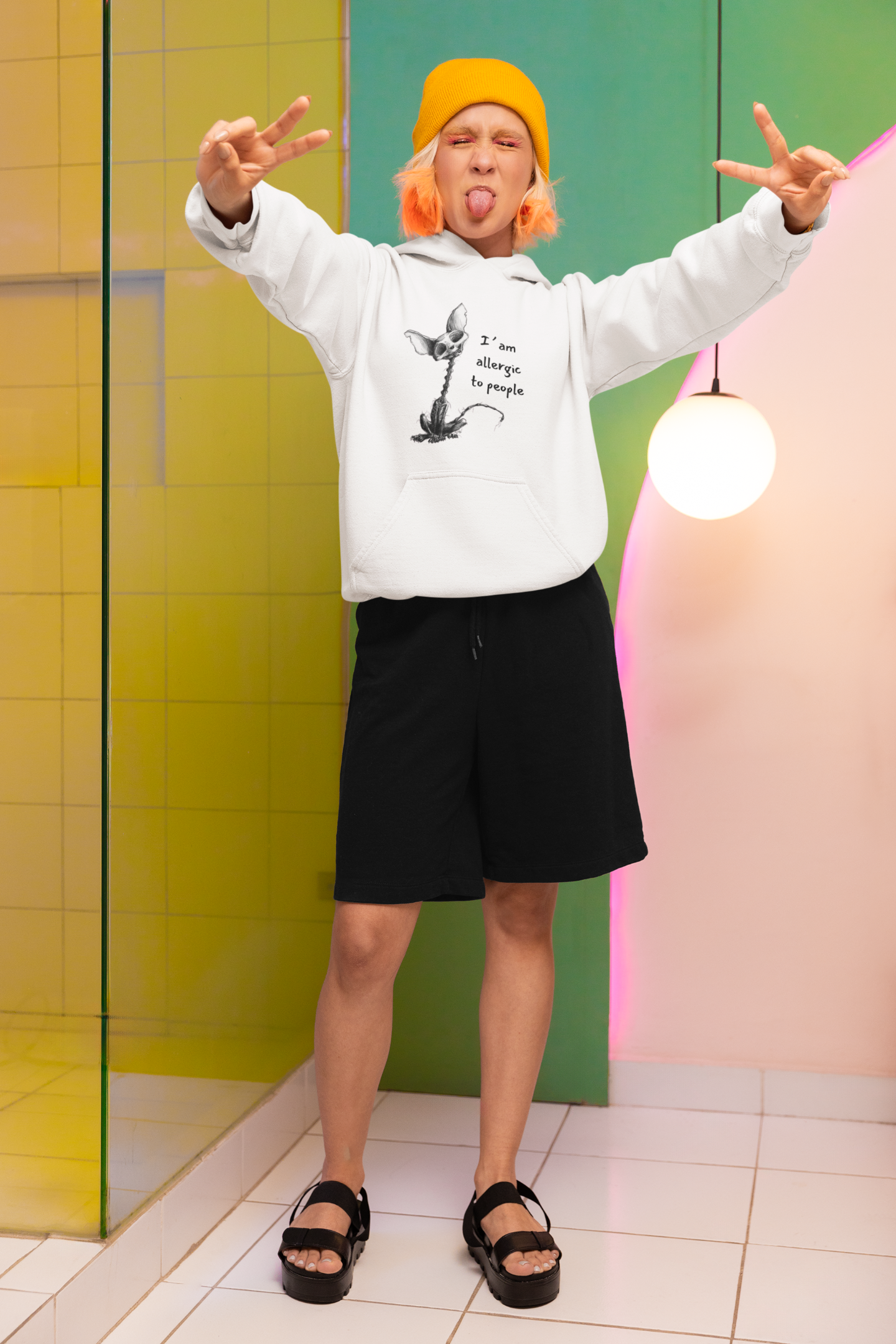 hoodie women cat sceleton allergic