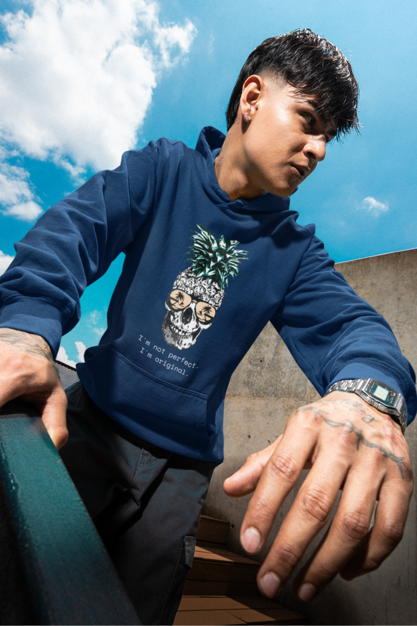 hoodie men skull pineapple summer