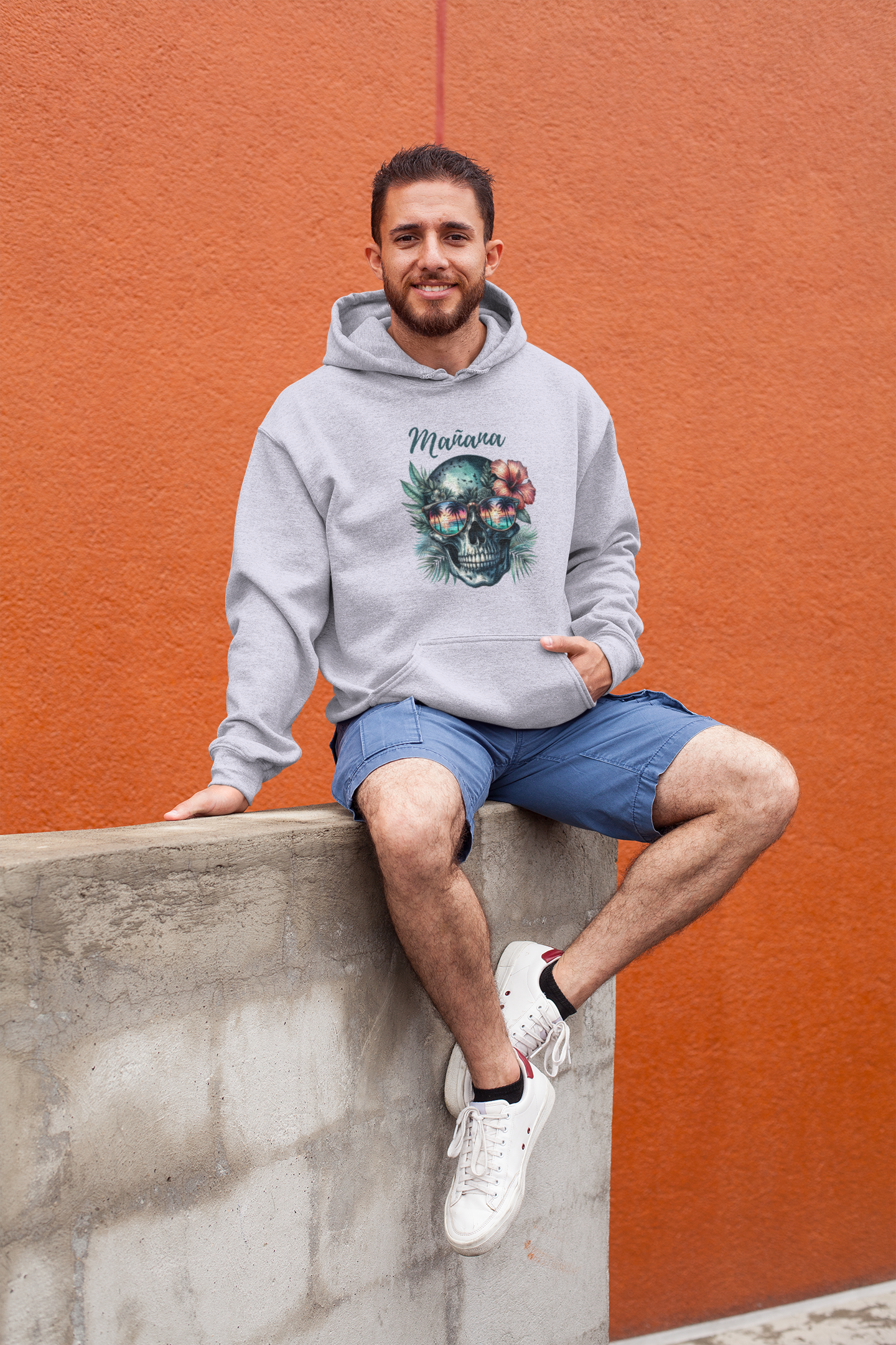 hoodie men skull summer beach