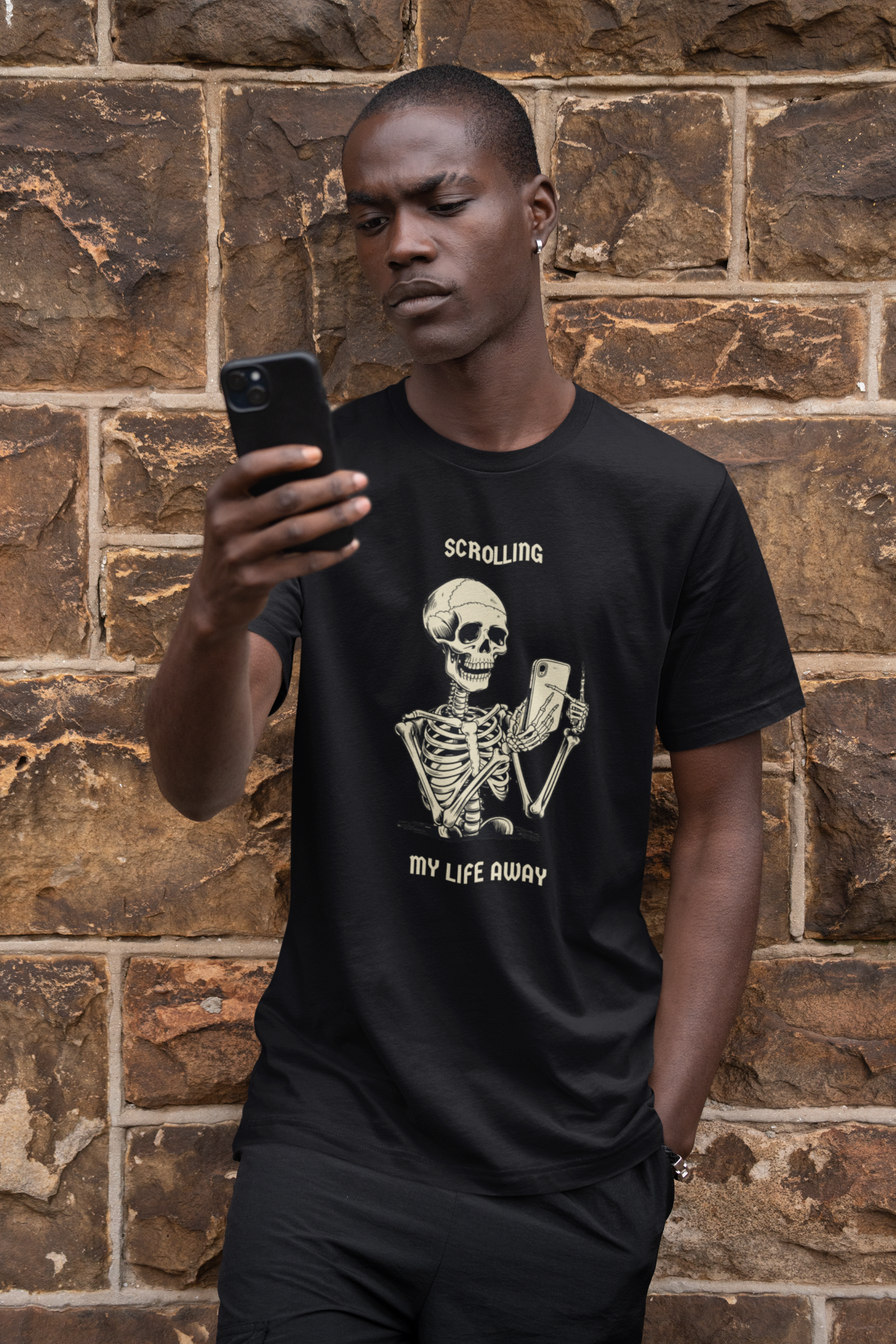camiseta t-shirt skeleton scrolling